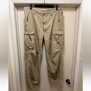 Vintage Abercrombie Fitch Pants Mens Size 34 Khaki Cargo Baggy Paratrooper Rare
